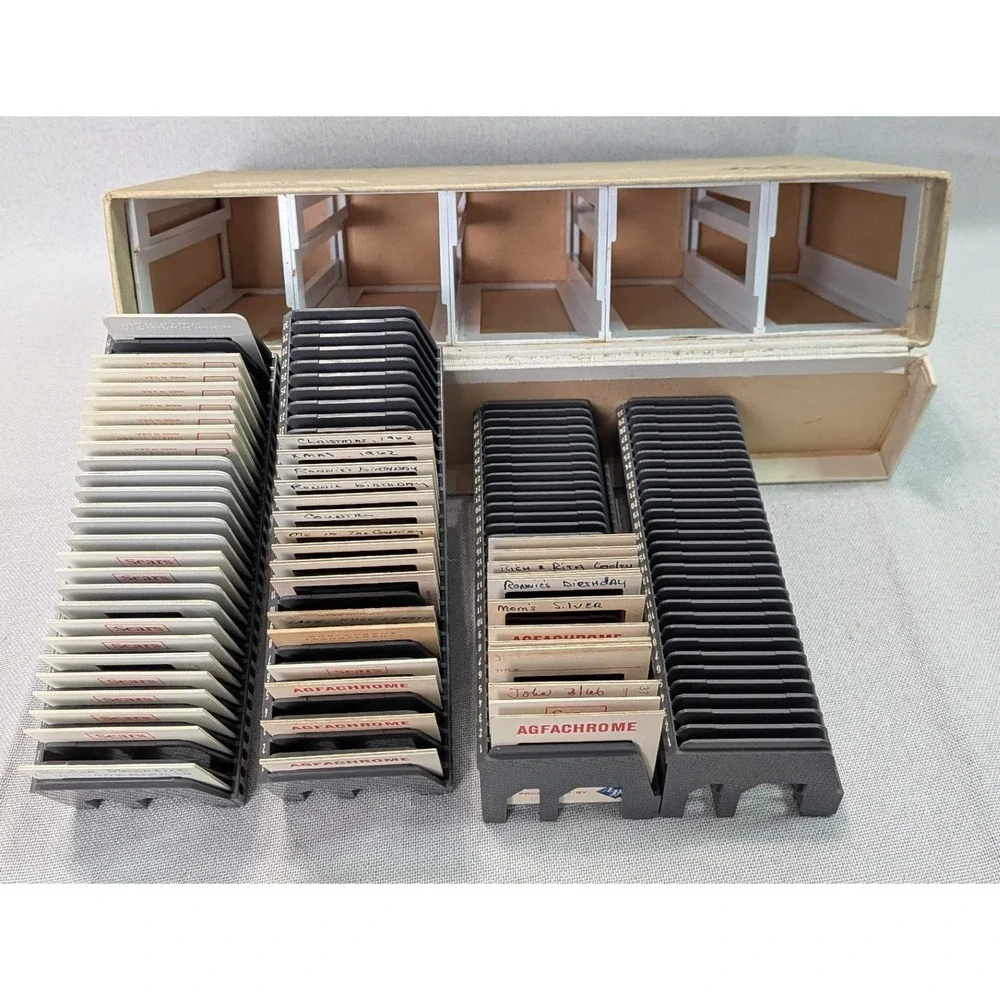 Leitz Wetzlar Slide Storage Box Vintage Tan Fair 35mm Trays Agfachrome Sears